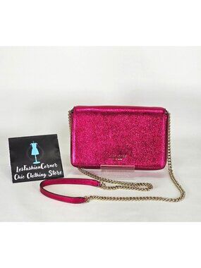 NWOT Kate Spade Women's Metallic Pink Spencer Chain Crossbody Wallet Clutch 161